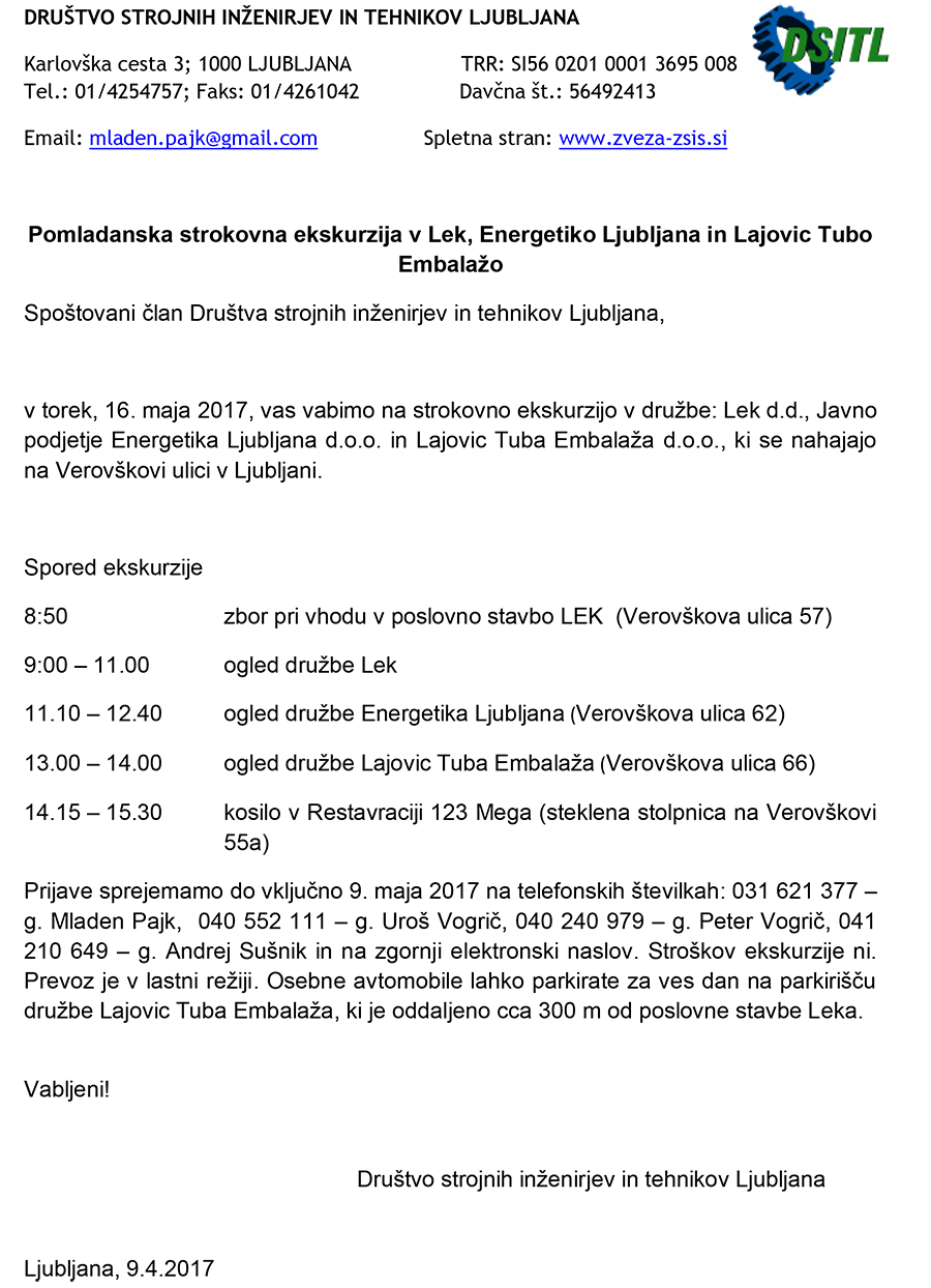 Pomladanska strokovna ekskurzija DSITL 2017